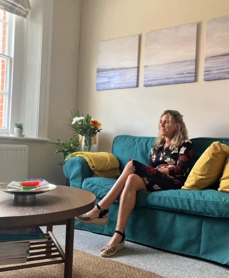 Counsellor Katy Tucker at her practice in Farnham