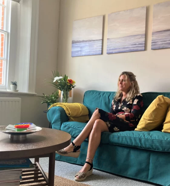 Counsellor Katy Tucker at her practice in Farnham
